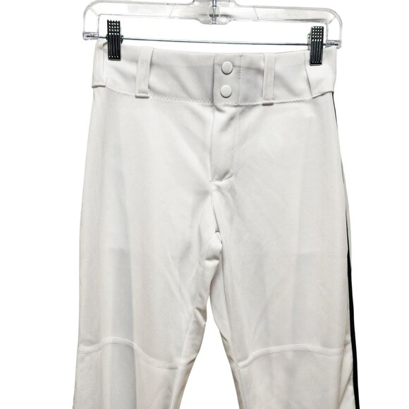Youth Medium Alleson White Baseball Pants With Black Side Stripe - Picture 4 of 9